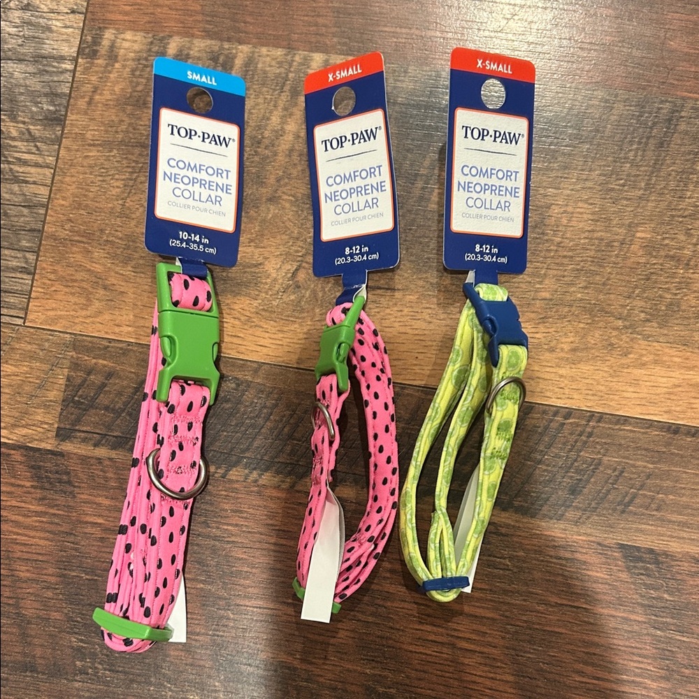 Top Paw Dog Pink and Green Neoprene Collars- extra small and small